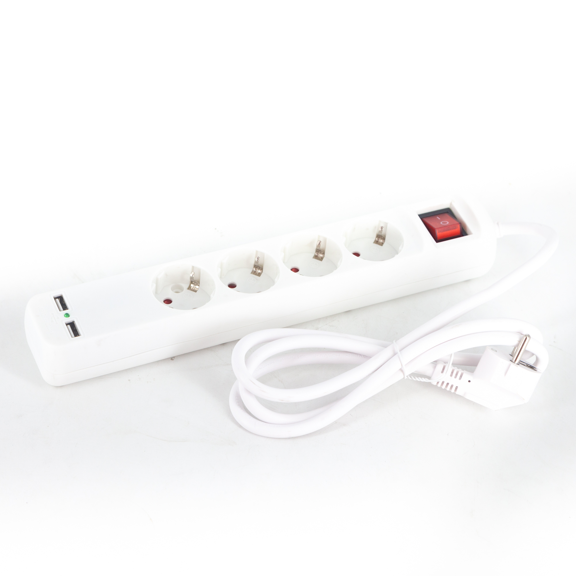 GREPP Удлинитель(4+2(USB) гнезда;3м;с заземлением;выключатель;белый) 2511-07/20