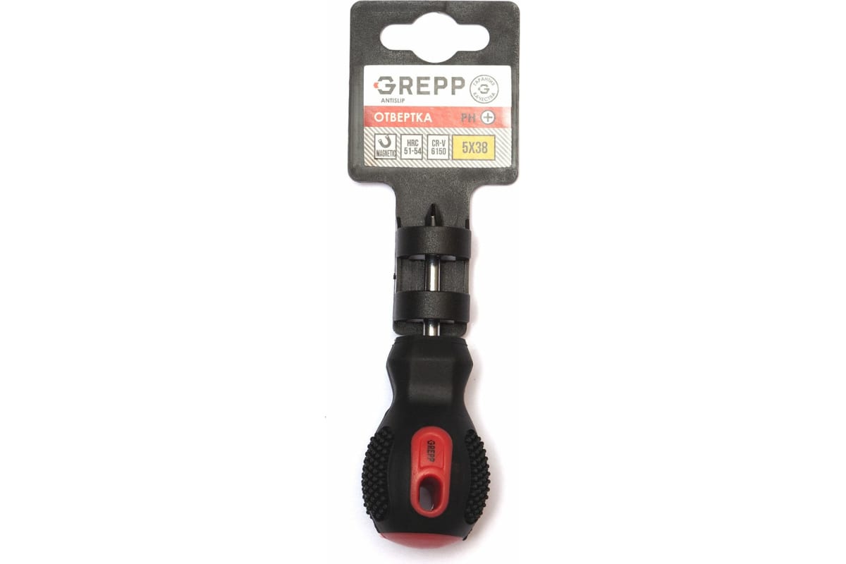 GREPP Отвертка крестовая PH1*38мм, CrV,2х комп.рукоятка 202-012/200/10