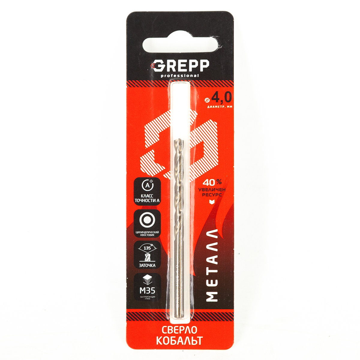 GREPP Сверло по металлу кобальт,HSS,сталь М35, 4mm арт 205-0401