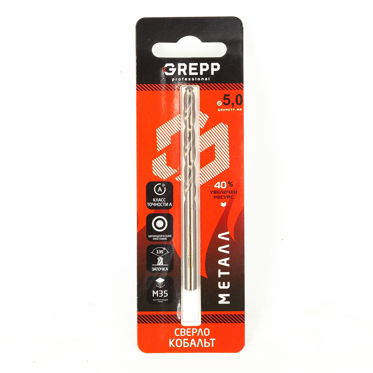 GREPP Сверло по металлу кобальт,HSS,сталь М35, 5mm арт 205-0501